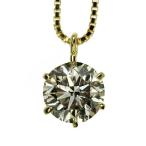 1カラット ダイヤモンド ネックレス 一粒 1.0ct K18 イエローゴールド 6本爪 シンプル 定番 鑑別書付 保証書付 普段使い デイリー ギフト プレゼント 記念日
