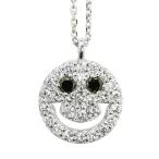 ダイヤモンド ネックレス 0.3ct K18 ホワイトゴールド スマイル にこちゃん ニコちゃん ブラックダイヤモンド パヴェ リバーシブル 鑑別書付 保証書付