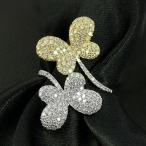 ダイヤモンド リング パヴェ 蝶 バタフライ K18 イエローゴールド ホワイトゴールド 1.3ct 蝶々 バタフライ 鑑別書付 保証書付 インポート ギフト プレゼント