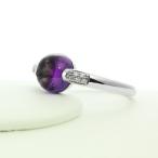 アメジスト ダイヤモンド リング K18 ホワイトゴールド 2ct 球体 アメシスト 鑑別書付 保証書付 インポート 誕生石 2月