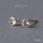 ピアス K18 アクアマリン PG 一粒 ピンクゴールド 誕生石 3月誕生石 一粒ピアス 18k 18金 レディース 娘 プレゼント 女性 誕生日 彼女 妻