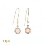 ピアスオパールダイヤモンドK10YGイエローゴールドフックピアスレディース...