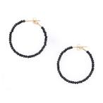 ピアスK10YGブラックスピネルフープピアスレディース10k10金イエロー...