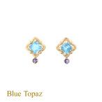 ピアスK10YGブルートパーズアイオライトイエローゴールド10金11月誕生...