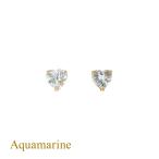 ピアス K10 YG アクアマリン 一粒 大粒 ハート イエローゴールド 誕生石 3月誕生石 一粒ピアス 10k 10金 レディース 娘 プレゼント