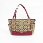 COACH(コーチ) シグネチャー トートバッグ F28728 ボルドー×茶 ブラウン キャンバス×レザー【ブランドバッグ】  【中古】 netshop