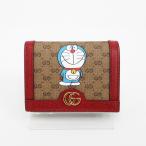 GUCCI(グッチ) マイクロGG ドラえもん 二つ折り財布 647788 茶 ブラウン×赤 レッド PVC×レザー 【ブランド財布】 【中古】 netshop