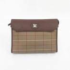 Burberrys( Burberry z) в клетку сцепление ручная сумочка чай Brown × хаки парусина × кожа [ брендовая сумка ] [ б/у ] netshop