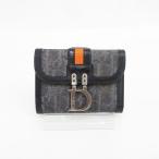 ショッピングdior Christian Dior(クリスチャン・ディオール) トロッター Wホック 二つ折り財布  黒 ブラック デニム×レザー 【ブランド財布】  【中古】 netshop