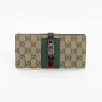GUCCI(グッチ) シェリー GG 長財布 0350416 ベージュ×黒 ブラック キャンバス×レザー 【ブランド財布】  【中古】 netshop