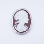 カルロ・パルラーティ シェルカメオ ダイヤモンド ブローチ 0.79ct K18WG/K14WG SAランク
