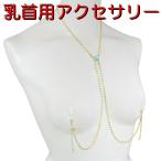 ニップルクリップ ネックレスオーバル ダイヤレーン アクアマリン ゴールド 乳首アクセサリー 乳首 ニップルリング 乳首ネックレス 谷間 デコルテ ニップル 乳首