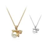 K18可愛いリボンパールネックレス...