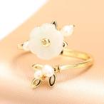 リング指輪フォークリング天然淡水パールフラワー上品調整可能誕生日記念日ラン...