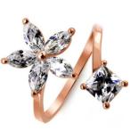 Yahoo! Yahoo!ショッピング(ヤフー ショッピング)指輪 リング K18 ジュエリー輝き 本物の煌きダイヤモンドCZ花柄彩石 超美指リング ピンクゴールド18K