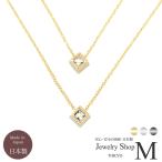 ネックレス スクエア スワロフスキー 2連  (M019) 日本製