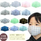 マスク 子供用 フィルターポケット付き 小学生 幼稚園 保育園 キッズ 立体 チェック ボーダー 無地 シンプル 子供 洗えるマスク 日本製