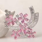 ブローチ キュービックジルコニア ピンク パープル 真鍮 シルバー おしゃれ 可愛い フラワー 花 x14071902