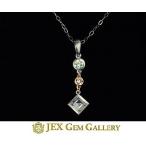 Diamond Pt900/K18PG　グリーン/ピンク/カラーレス ダイヤモンド ペンダント No.112715