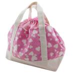 ハンドメイド【お弁当袋(持ち手付き)】ピンク ハート柄