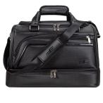 PlayEagle ゴルフ ボストンバッグ 二層式 ゴルフトートバッグ ラウンドトート PUレザー 2WAY ショルダーバッグ シューズポケ