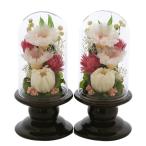  art four season . flower *( light brown group ) Mini wheel .glass against design 2 piece SET pink preserved flower 