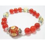 ★天然石★コスモス花プリント12mm赤メノウ＆シトリン★パワーストーン★ブ...