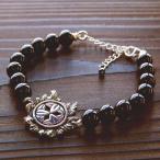 戦国武将 ブレスレット メンズ アクセサリー 九枚笹  竹中半兵衛 天然石 シルバー925 ブレス 18センチ