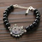 戦国武将 ブレスレット メンズ アクセサリー 三つ葉葵  徳川家康 天然石 シルバー925 ブレス 18センチ