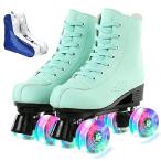 XUDREZ Roller Skates for Women Cozy Green PU Lea