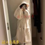 ナイトガウン フランネル 兎耳フード付き 春秋 冬用 レディース 白 バスローブ ネルパジャマ 便利服 無地 かわいい パジャマ ロング