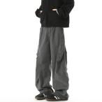 カーゴパンツ メンズ 大きいサイズ ストレート 厚手 綿100 ロングパンツ ワイド バギー ルーズ ブーツカット ゆったり 無地 登山