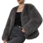 毛皮コート レディース フェイクファージャケット シャギー 無地 エコファーアウター 寒さ対策 エレガント ふわもこ 毛皮ブルゾン 細身