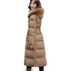 ベンチコート ロング丈 フード付き レディース 綿服 ファスナー 防寒コート ファーコート コート カジュアル ダウンジャケット 膝下 冬