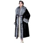 毛皮コート レディース ロング丈 冬 ウールファー襟 フェイクファー 毛皮ジャケット トップス 女性 厚手 もこもこ 保温 長袖 ゆったり