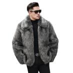 ファージャケット 毛皮コート メンズ ショート丈 フェイクファー 上着 トップス 男性 厚手 ボアジャケット 長袖 秋冬用 もこもこ 保温