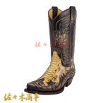 ウエスタンブーツ ヘビ柄 24-29cm 騎士ブーツ メンズ ローヒール3cm ポインテッドトゥ バイクブーツ ロングノーズ 乗馬 秋 冬