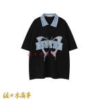 半袖ポロシャツ蝶柄アルファベット配...