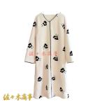 ネグリジェ パンダ柄 綿 秋 冬 もこもこ 可愛い フランネル ナイトガウン 寝巻き お風呂上がり きる毛布 ルームワンピース ロング丈