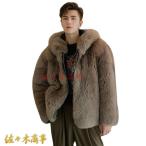  искусственный мех пальто меховое пальто меховое пальто мужской большой размер боа блузон с капюшоном . боа жакет молния внешний осень 