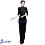  платье в китайском стиле коричневый ina одежда женский формальный One-piece длинный длина большой размер цветочный принт надеты .. коричневый ina способ мода elegant 