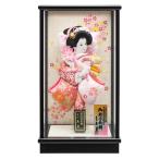 羽子板 久月 お祝い 初正月 羽子板飾り コンパクト ケース飾り 板ケース入 春桜 8号 金彩振袖 ピンク 黒 黒塗ケース モダン おしゃれ 2024