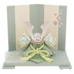 五月人形 お祝い 兜飾り 1/6 平飾り台付 グリーン 桜 屏風付 緑 白 節句人形工芸士 辰広 おしゃれ コンパクト かっこいい モダン 2024 a5f24-6K21-AA-278