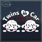 twins in car　ステッカー　双子の女の子　かわいい顔　こども　シール　車　ツインズインカー　TWINSINCAR　