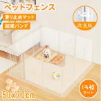 ペットフェンス ペットサークル ケージ ドア付き  犬 猫 柵 組立簡単 滑り止めシール 結束バンド ゲート 透明 13枚 軽い 小動物 飼育 5070cm 防水 防塵　