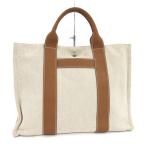 ショッピングHERMES HERMES トートバッグ サックアーネMM キャンバス レザー ベージュ ブラウン