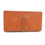 HERMES 二つ折り長財布 ベアン クラシック シェーブル レザー オレンジ □J刻印