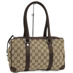GUCCI ボストンバッグ ミニ GGキャンバス レザー ベージュ ブラウン