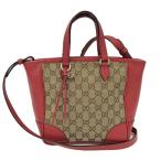 GUCCI 2WAYハンドバッグ GGキャンバス レザー ベージュ レッド系 449241