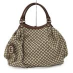 GUCCI スーキー ディアマンテ ハンドバッグ キャンバス レザー ベージュ ブラウン 211943